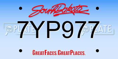 7YP977 South Dakota License Plate