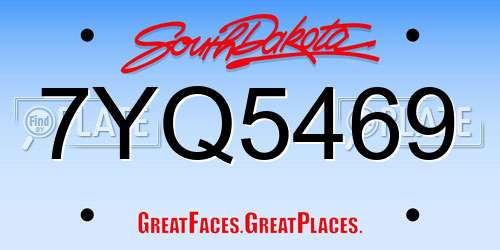 7YQ5469 South Dakota License Plate
