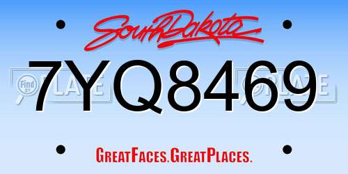 7YQ8469 South Dakota License Plate