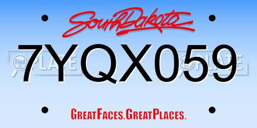 7YQX059 South Dakota License Plate