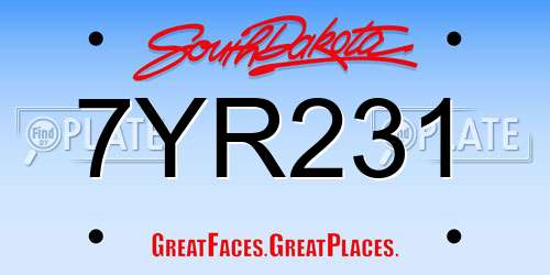 7YR231 South Dakota License Plate