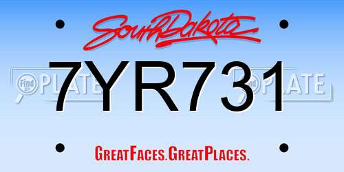 7YR731 South Dakota License Plate