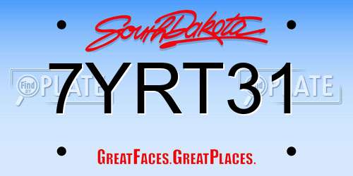 7YRT31 South Dakota License Plate