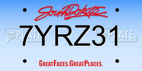 7YRZ31 South Dakota License Plate