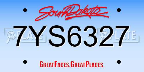 7YS6327 South Dakota License Plate
