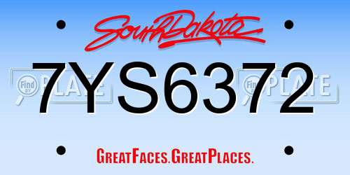 7YS6372 South Dakota License Plate