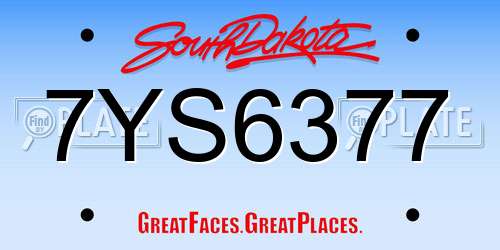 7YS6377 South Dakota License Plate