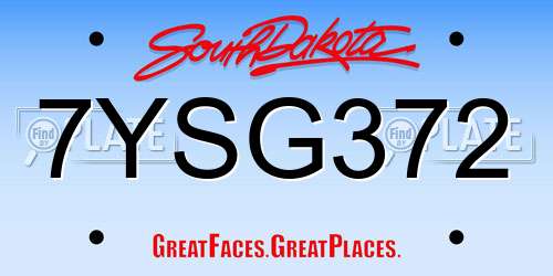 7YSG372 South Dakota License Plate
