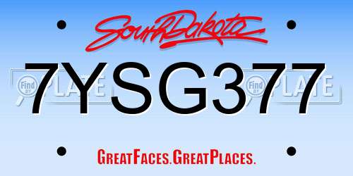 7YSG377 South Dakota License Plate