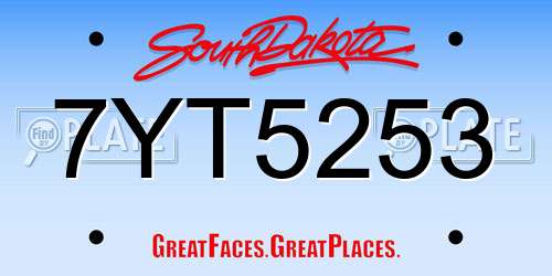 7YT5253 South Dakota License Plate