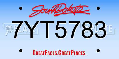7YT5783 South Dakota License Plate