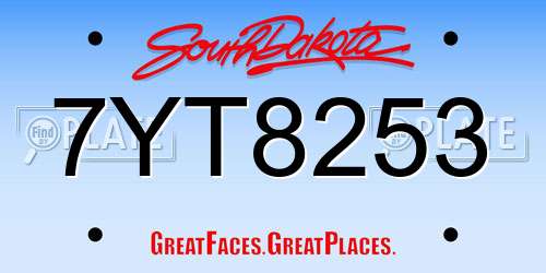 7YT8253 South Dakota License Plate