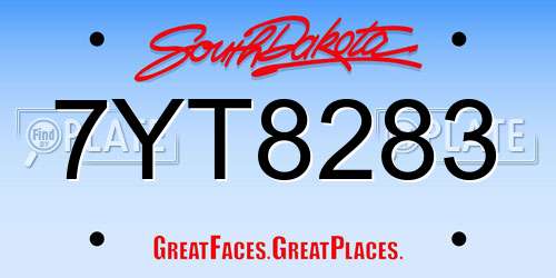 7YT8283 South Dakota License Plate