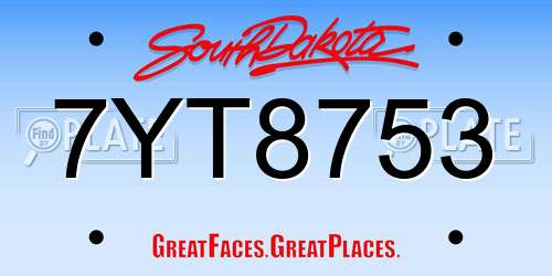 7YT8753 South Dakota License Plate