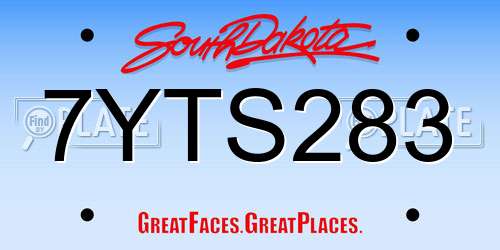 7YTS283 South Dakota License Plate