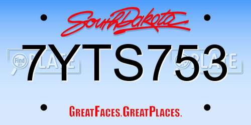 7YTS753 South Dakota License Plate