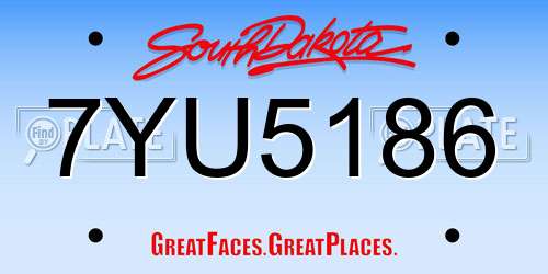 7YU5186 South Dakota License Plate