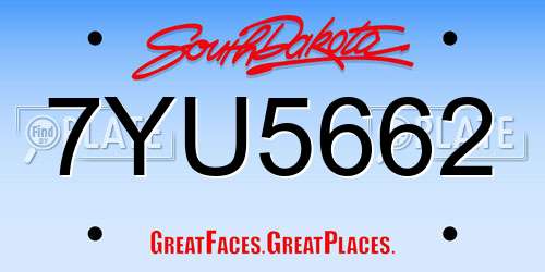 7YU5662 South Dakota License Plate
