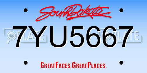 7YU5667 South Dakota License Plate