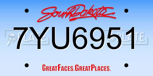 7YU6951 South Dakota License Plate