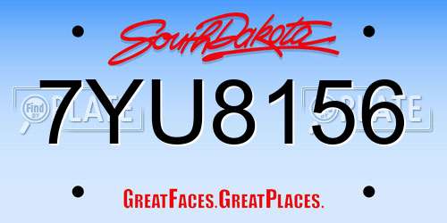 7YU8156 South Dakota License Plate