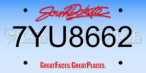 7YU8662 South Dakota License Plate