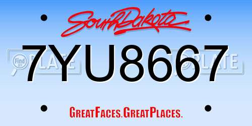 7YU8667 South Dakota License Plate