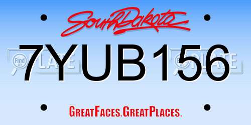 7YUB156 South Dakota License Plate