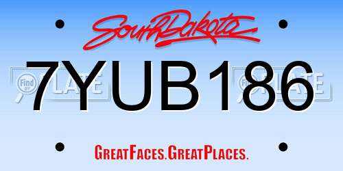 7YUB186 South Dakota License Plate