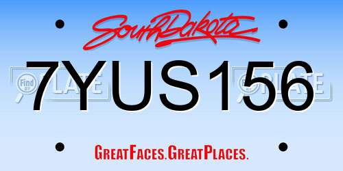 7YUS156 South Dakota License Plate