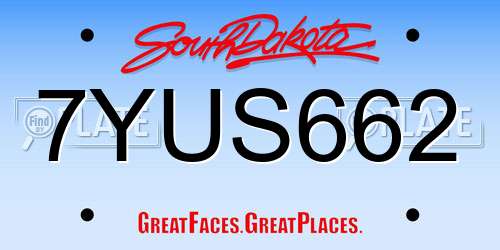 7YUS662 South Dakota License Plate