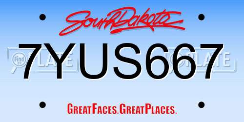 7YUS667 South Dakota License Plate
