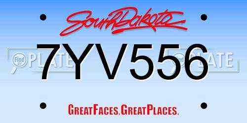 7YV556 South Dakota License Plate