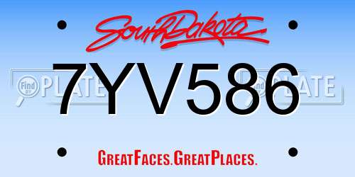 7YV586 South Dakota License Plate