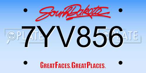7YV856 South Dakota License Plate