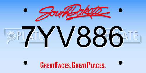 7YV886 South Dakota License Plate