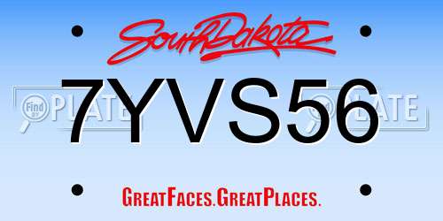 7YVS56 South Dakota License Plate