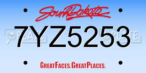 7YZ5253 South Dakota License Plate