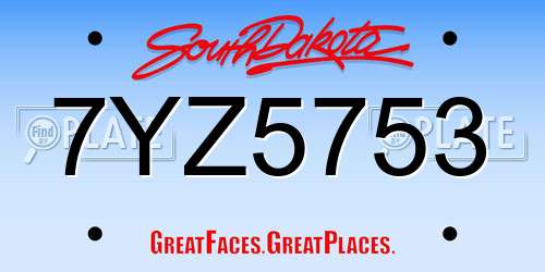 7YZ5753 South Dakota License Plate