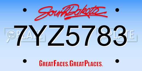 7YZ5783 South Dakota License Plate