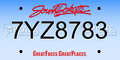 7YZ8783 South Dakota License Plate