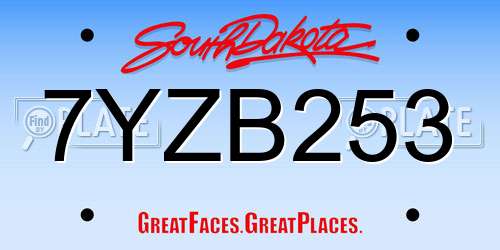 7YZB253 South Dakota License Plate