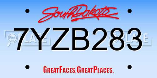 7YZB283 South Dakota License Plate