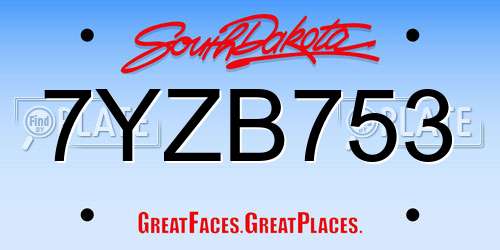 7YZB753 South Dakota License Plate