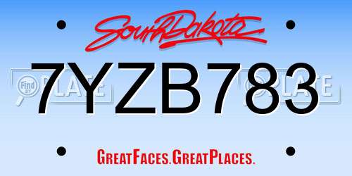 7YZB783 South Dakota License Plate