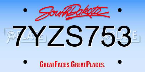 7YZS753 South Dakota License Plate