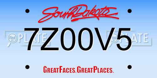 7Z00V5 South Dakota License Plate