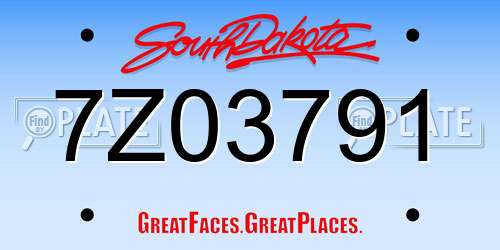 7Z03791 South Dakota License Plate