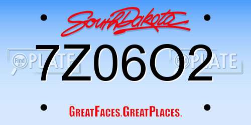 7Z06O2 South Dakota License Plate
