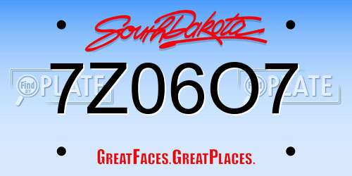 7Z06O7 South Dakota License Plate